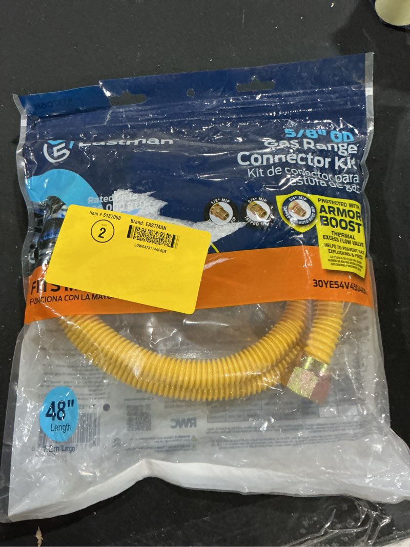 Condition photo showing As Is for Eastman Safety Plus 1/2 in. FIP X 1/2 in. D MIP 48 in. Stainless Steel Installation Kit