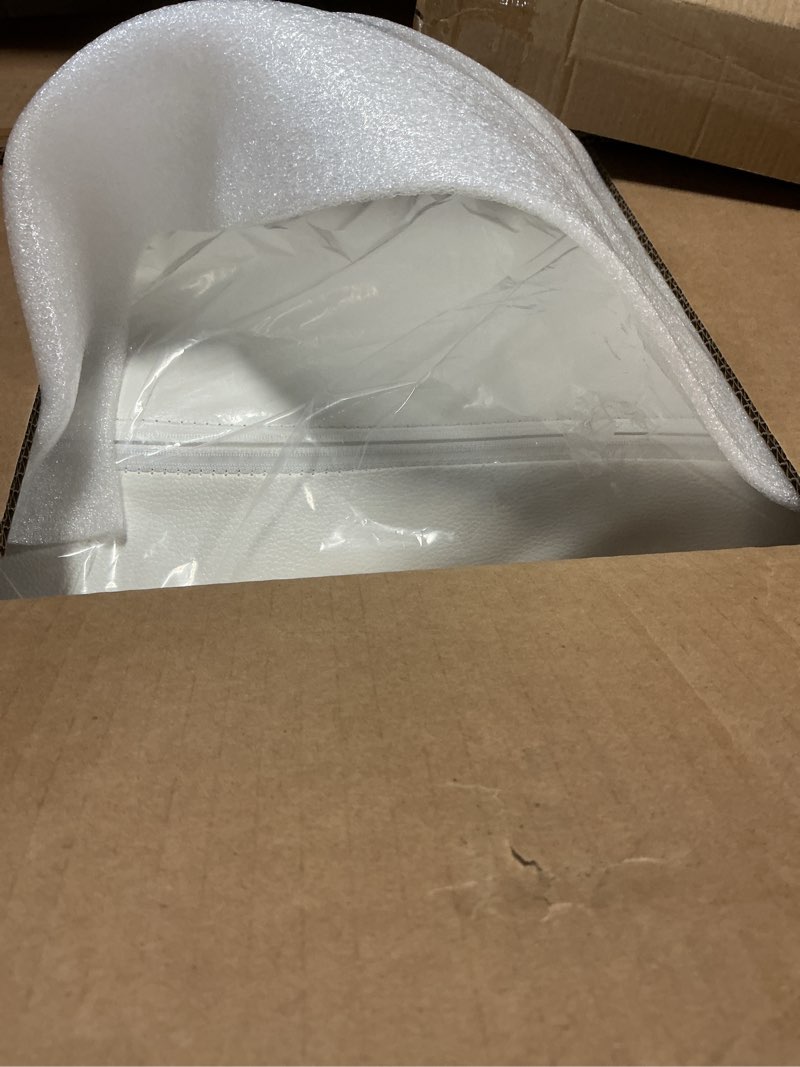 Condition photo showing As Is for White Gaming Chair,Computer Office Chair with Footrest,Massage Lumbar Support and Gel Pad,Ergonomic Reclining Adjustable Leather Gamer Chair with Headrest and Spring Cushion White White High-Grade PU Leather