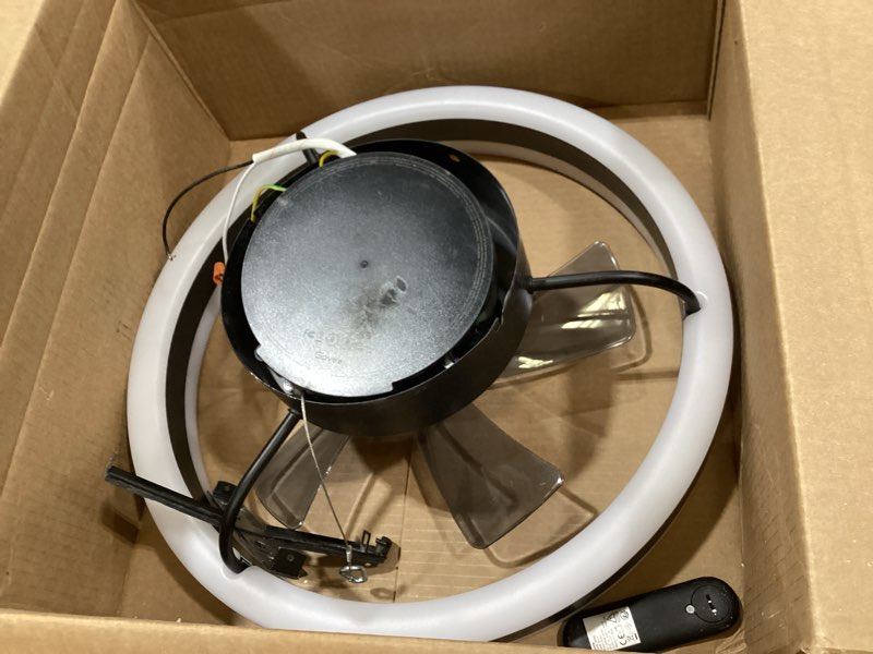 Condition photo showing Good Condition for 20'' ceiling fan with light, upgraded low profile fan, flush mount ceiling fan, 6 speeds, dimmable led, app & remote control, quiet dc motor, for bedroom, living room, f115 black black f115 20 inch