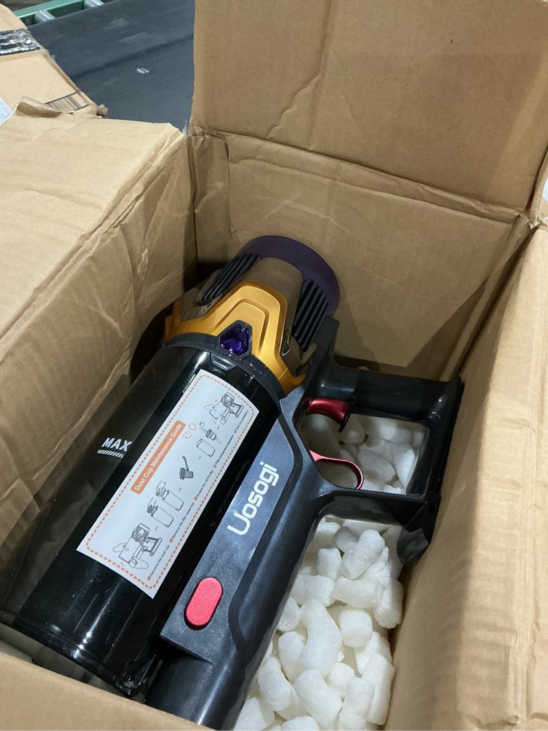 Condition photo showing As Is for cordless vacuum cleaner 55kpa/650w/70mins,1.8l self standing stick vacuum,upgraded vacuum cordless with hurricane mode,touch screen,anti-tangle wireless vacuum,vacuum cleaners for home/pet hair/carpet purple