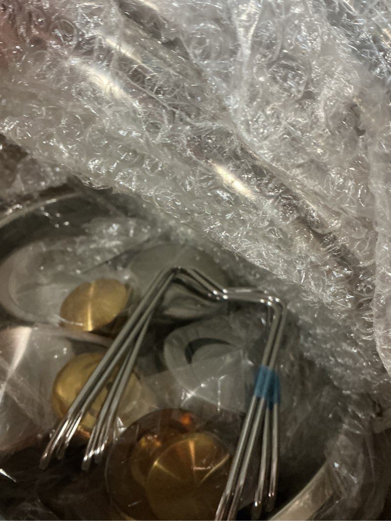 Condition photo showing New/Like New for Chafing Dishes for Buffet Set: 100% Pre-Installed Chafers for Catering - Round Chafing Dish Buffet Set with Lids | Chafers and Buffet Warmers Sets | Serving Food Warmer | Chafers Servers Sets 4 pack