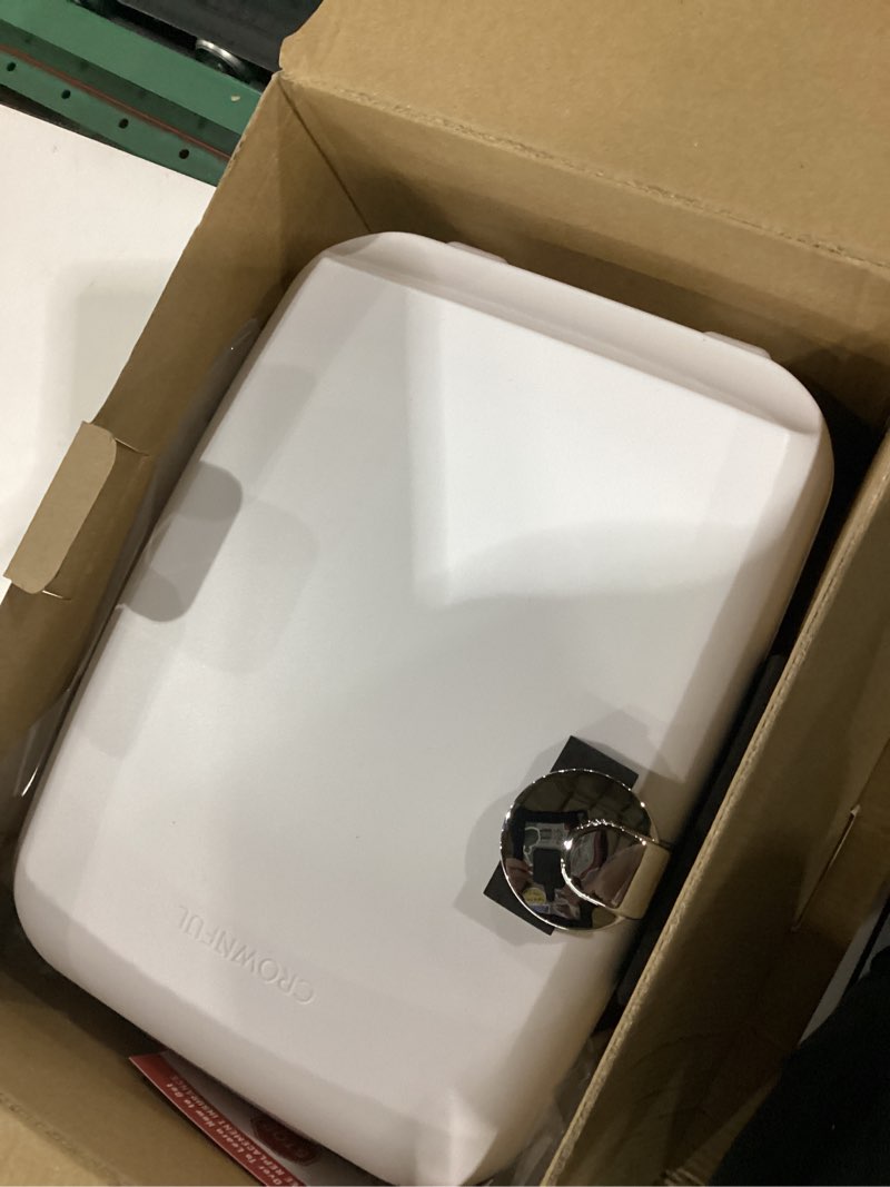 Condition photo showing New/Like New for CROWNFUL Mini Fridge, 4 Liter/6 Can Portable Cooler and Warmer Personal Refrigerator for Skin Care, Cosmetics, Beverage, Food,Great for Bedroom, Office, Car, Dorm, ETL Listed (White)