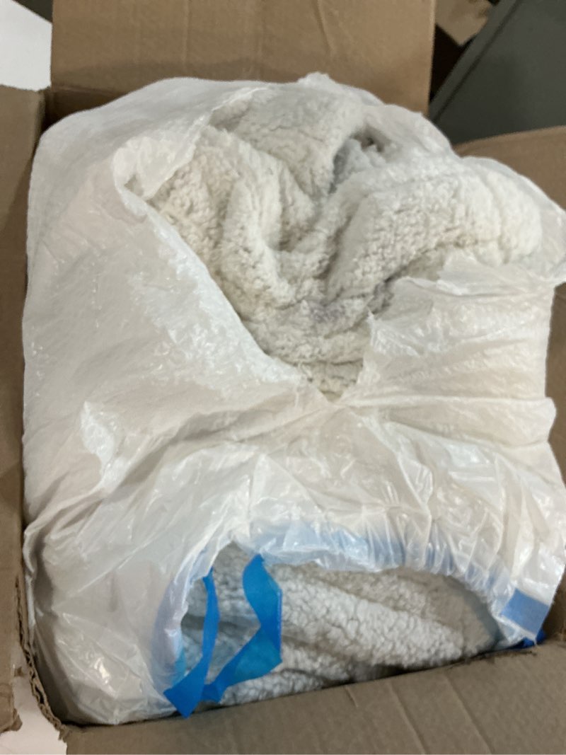 Condition photo showing As Is for MAXEVE Electric Heated Blanket 84"x 90" Rabbit Faux Fur Queen Blankets with Dual Controllers 8 Heating Levels & 8H Auto Off, Fast Heating Warm Sherpa Washable Throw with ETL Certification, Grey Grey Queen-84" x 90"