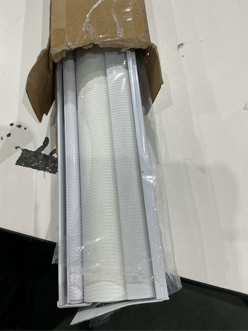 Condition photo showing Good Condition for zebra roller shades, dual layer roll up blind for living room, semi sheer shades window privacy light control for day and night, (maximum height 72inch, white color, width 30 inch) 30"w x 72"h white