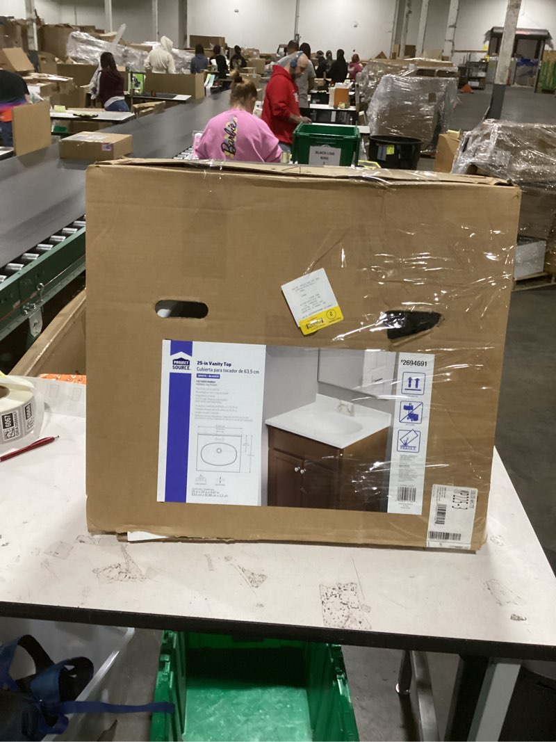 Condition photo showing Good Condition for Project Source 25-in x 22-in White Cultured Marble Single Sink 4-in Centerset Faucet Mount Bathroom Vanity Top Item #2694691 | 