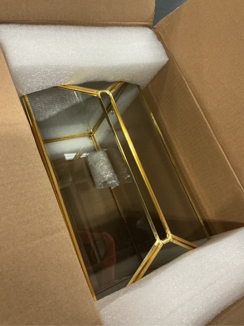 Condition photo showing Good Condition for glass wedding card box with slot, large clear card box 10.2 inch gold brass gift card storage box with lock for wedding receptions, baby shower, birthday party, bridal shower