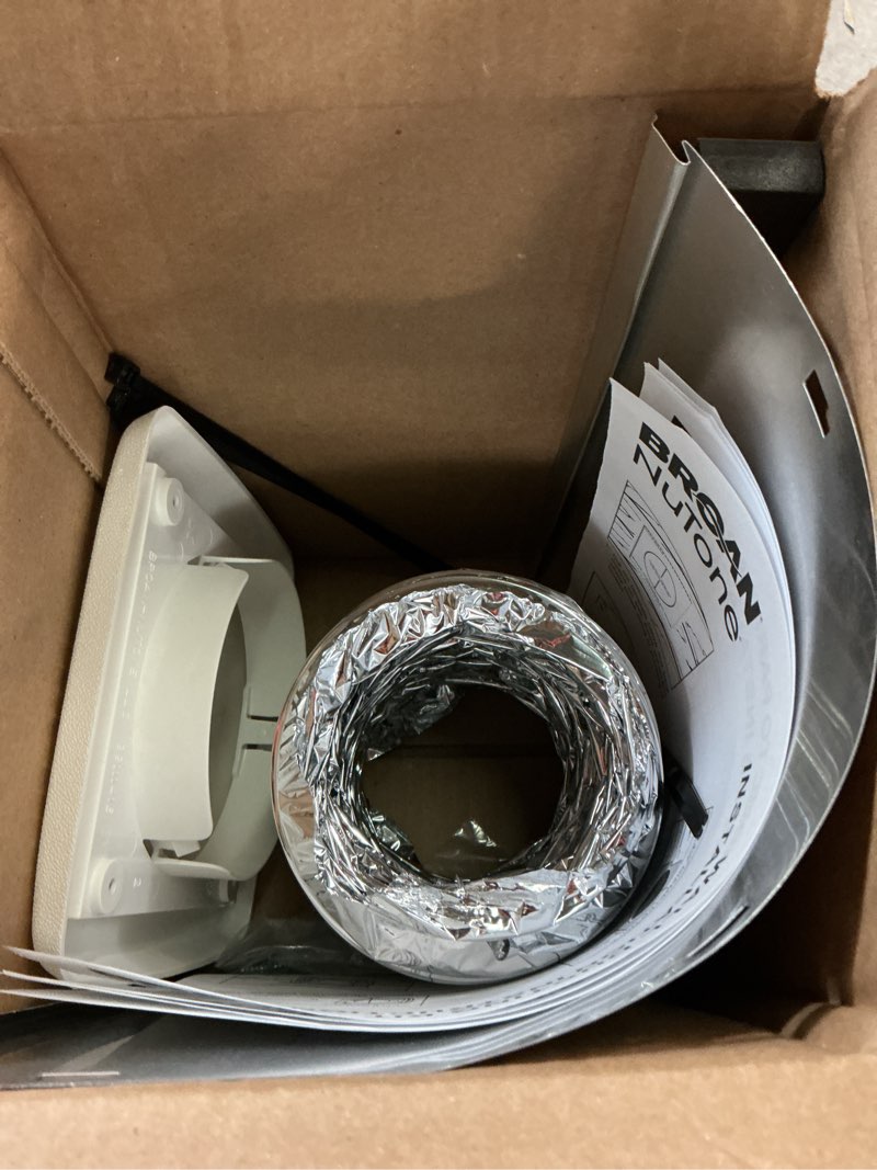 Condition photo showing As Is for broan-nutone 6.5 in. w x 6.5 in. l white resin wall ducting kit