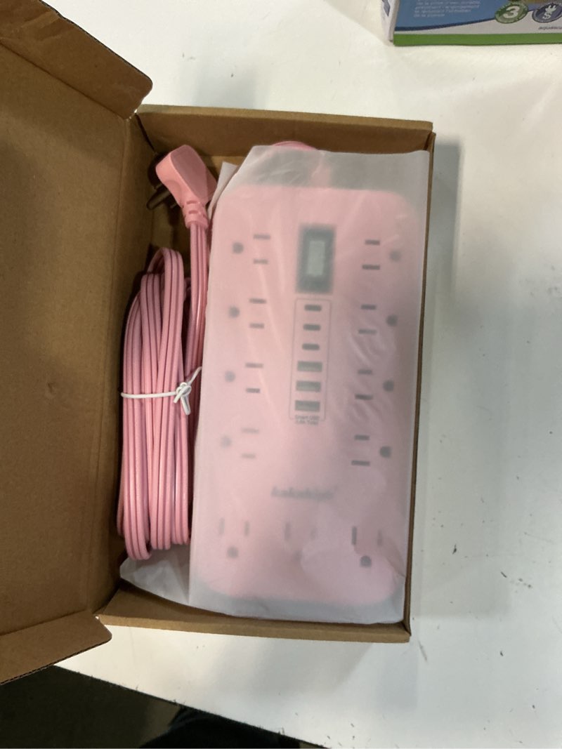 Condition photo showing New/Like New for pink extension cord with multiple outlets- 10 ft kawaii power strip, cute extension cord with 11 ac outlet 6 usb (24w/4.8a), charging station for cute pink kawaii desk home room decor essentials gifts 10ft pink