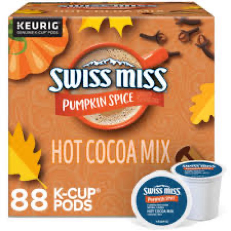 best by 09/08/25 swiss miss pumpkin spice hot cococa mix 4/22 coint k-cups 