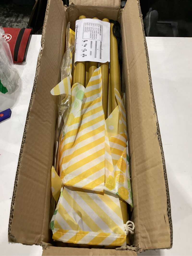 Condition photo showing Good Condition for tioncy 6 pcs fresh lemonade stand kits hut decor (without table) include shelf banner roof pennant table skirt for photo props outdoor lemon themed party decor (desk is not included)
