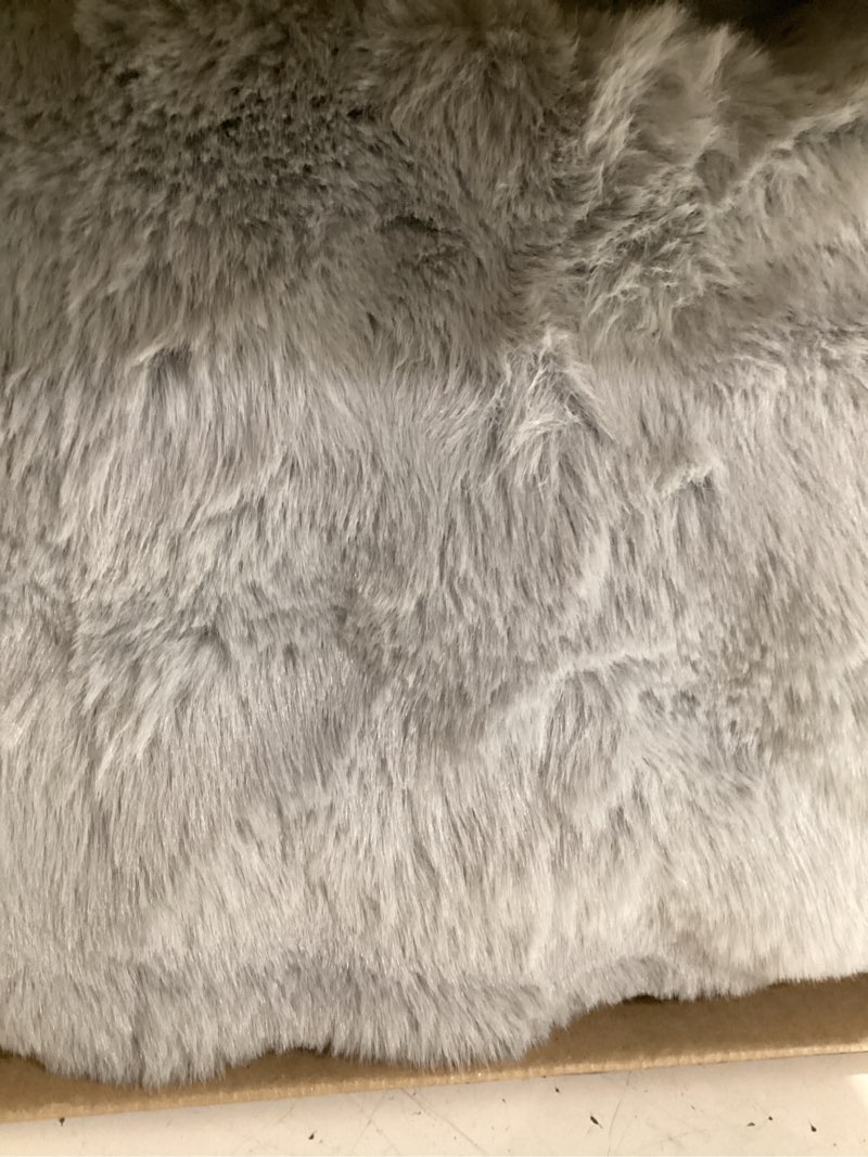 Condition photo showing Good Condition for ultra soft cozy faux fur throw blanket, fuzzy plush thick bubble blanket, oversize luxury fluffy blanket for couch, bed, and living room, 60x80 inches, light grey bubble light grey twin