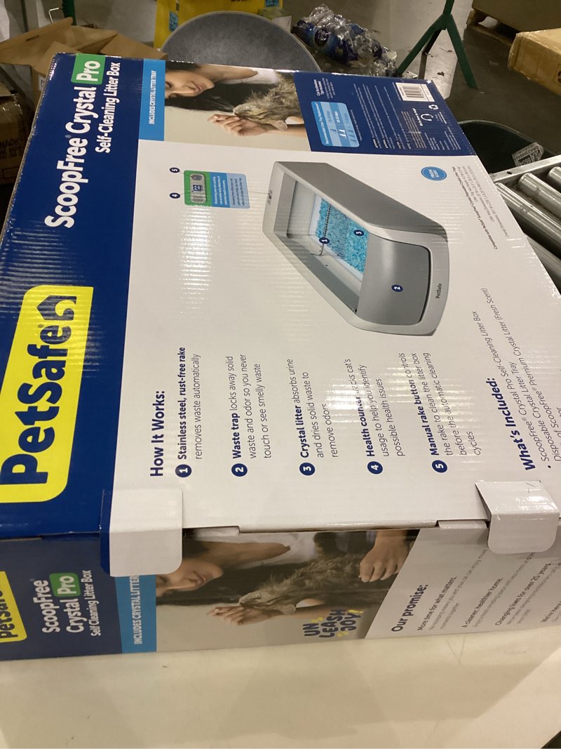 Condition photo showing Good Condition for PetSafe Legacy ScoopFree Crystal Pro Self-Cleaning Automatic Litter Box - Uncovered Motion-Sensing Cat Box with Integrated Health Counter - Includes 1 Disposable Crystal Litter Tray Standard Regular Uncovered