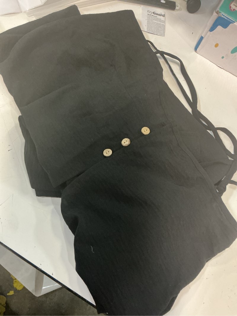 Condition photo showing Good Condition for makabo women's two piece beach vacation pant set summer, linen feel comfy travel outfits casual tank top sets with pockets medium black