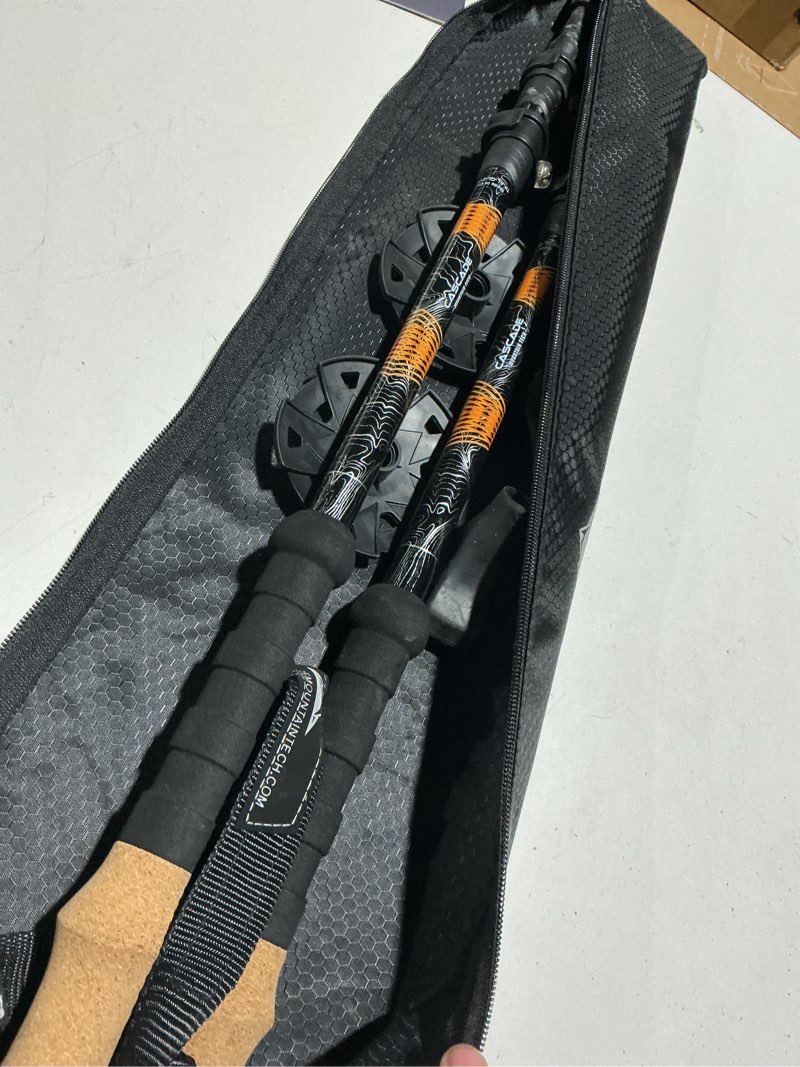 Condition photo showing Good Condition for cascade mountain tech lightweight aircraft-grade aluminum trekking poles with extended down grip plus tip kit orange (cork grip) quick lock trekking poles