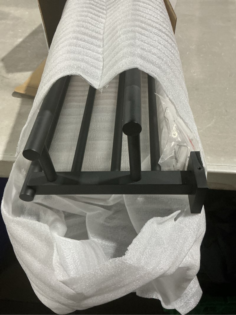 Condition photo showing Good Condition for alise double towel rack for bathroom wall mounted,24 inch bathroom tower holder black towel rack with double towel bars,sus304 stainless steel towel bar towel rack with shelf,matte black matte black 600mm/24-inch(double bars)