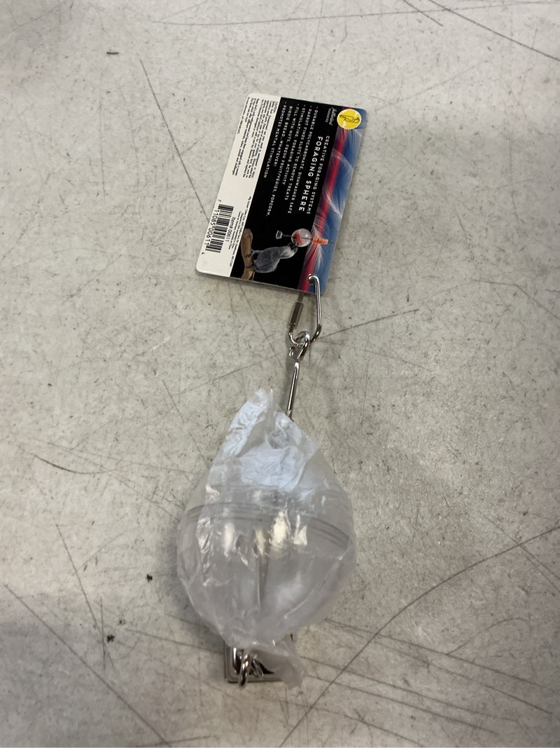 Condition photo showing New/Like New for Featherland Paradise | Creative Foraging Systems Hanging Foraging Sphere & Kabob with Stainless Steel Bell, Interactive Bird Treat Toy