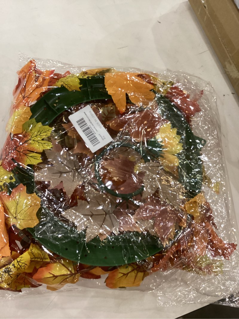 Fall Wreath Autumn Front Door Wreath Harvest with Various Pumpkin Cluster of Berries Maple Leaves Fa