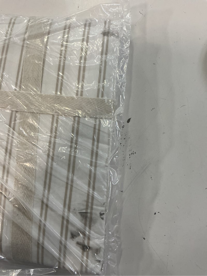 Condition photo showing As Is for organic crisp percale pillowcase set, king, double stripe toffee