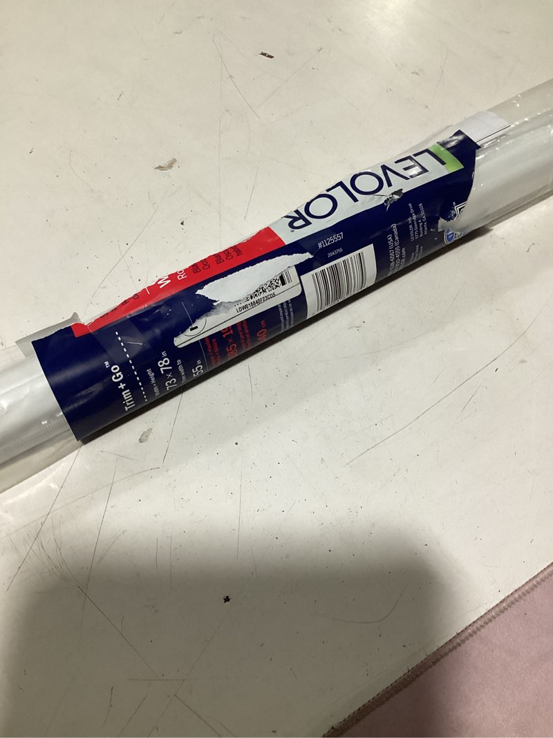 Condition photo showing Good Condition for levolor 73-in x 78-in white room darkening cordless roller shade