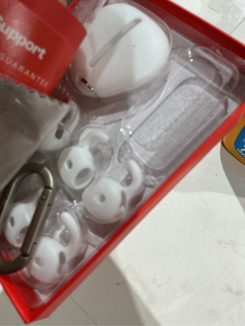 Condition photo showing Good Condition for proof labs 4 pairs for airpods 4 ear hooks covers [added storage pouch] anti slip ear tips accessories compatible with apple airpods 4th generation (white) for airpods gen 4
