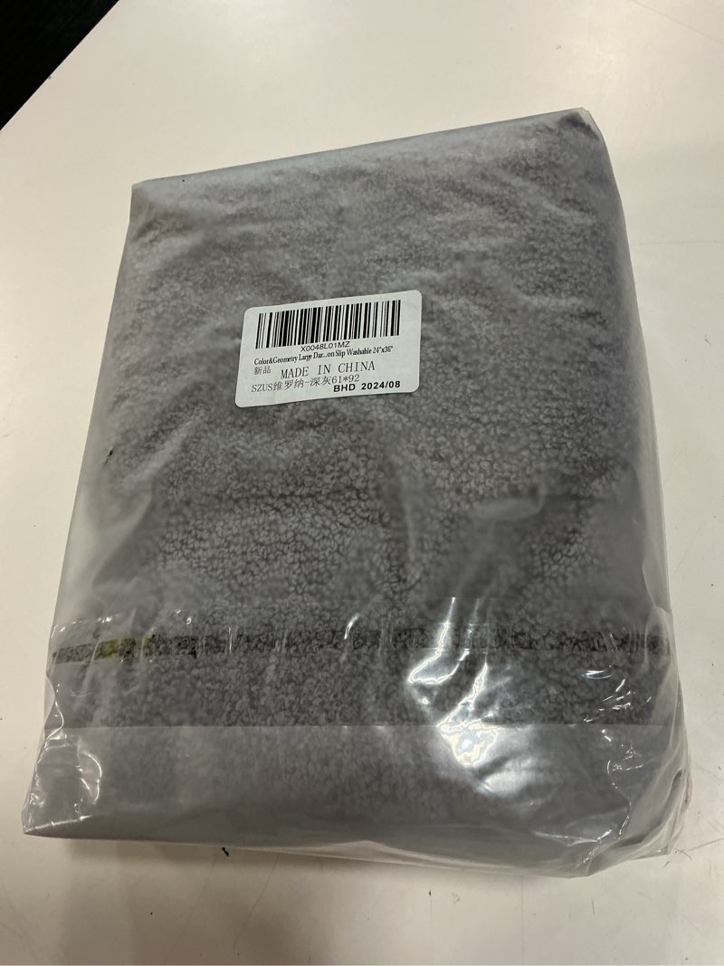 Condition photo showing New/Like New for color&geometry bathroom rugs non slip washable, 24"x36" large grey bath mat soft, super absorbent st