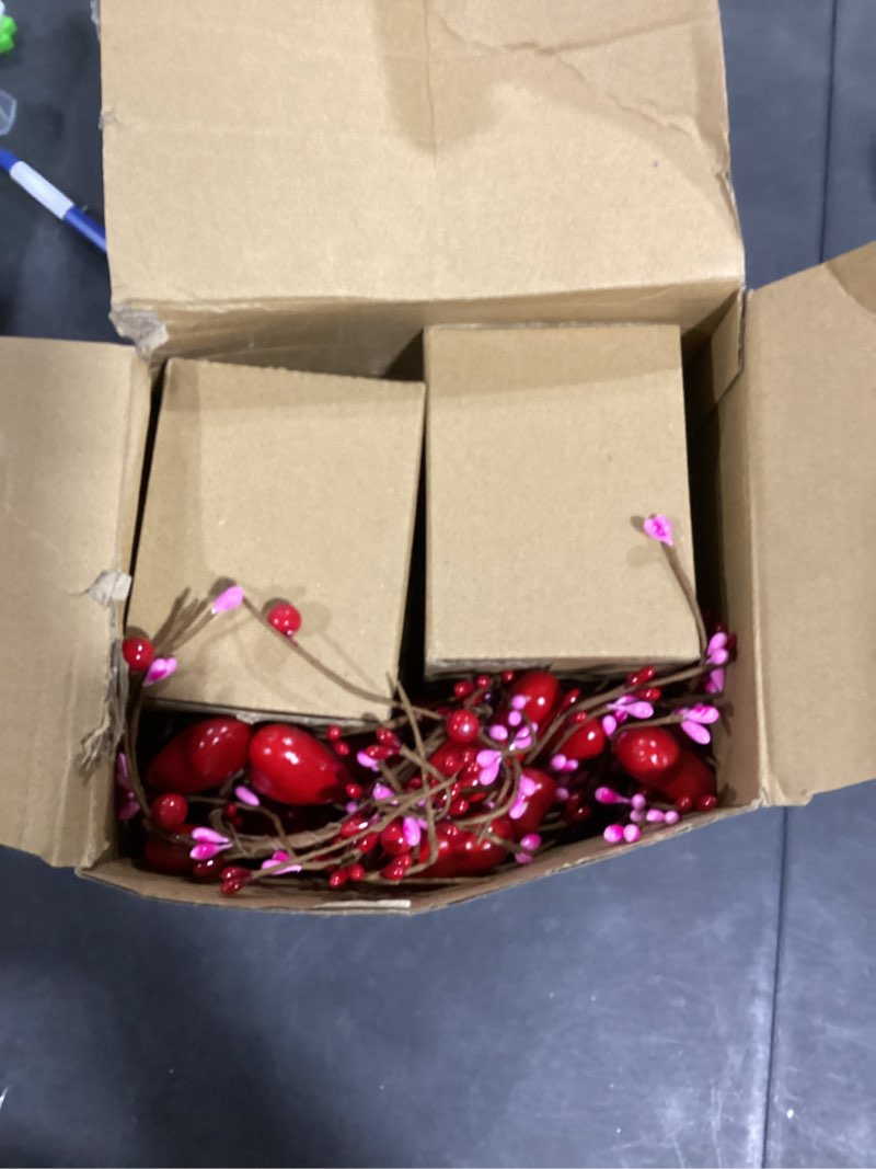 yunlly 4 pcs valentine candle wreaths rings red heart and berry candle holder rings with led flameless red candles, 9.5" wide for valentine's day wedding windows table centerpieces