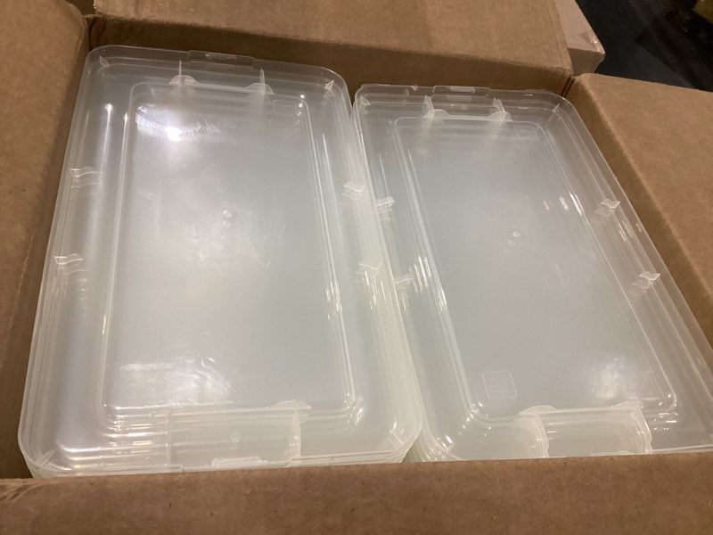 Condition photo showing Good Condition for iris usa 20-pack storage bins with lids, 6 quart, shoe boxes clear stackable containers organize shoes closet shelves, classroom organization teacher tools, game storage - bpa-free plastic 6 qt 20 pack