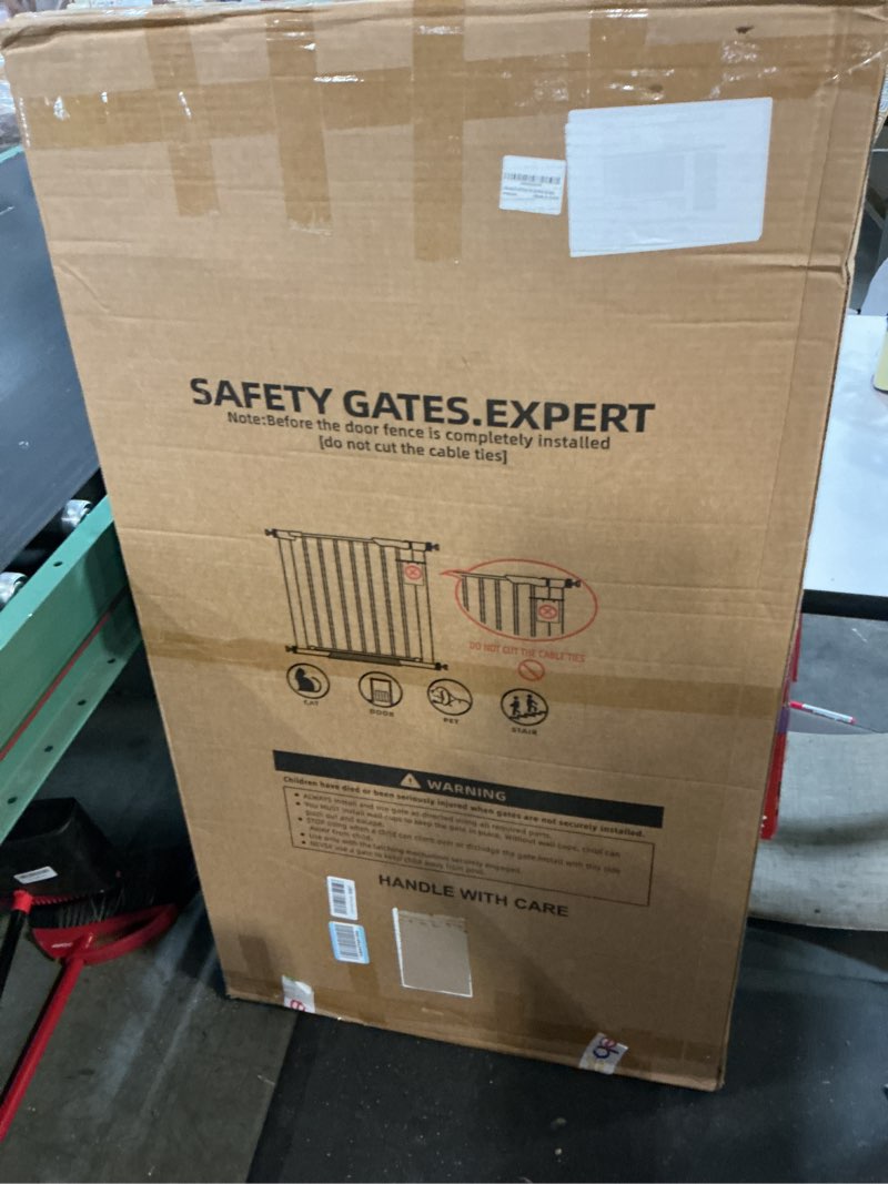 Condition photo showing Good Condition for 51.18" extra tall cat gate for door way auto close, 30"-40" adjustable width pet gate with 2.75" and 5.5" extension kits, no drilling pressure mount kit, white white 51"