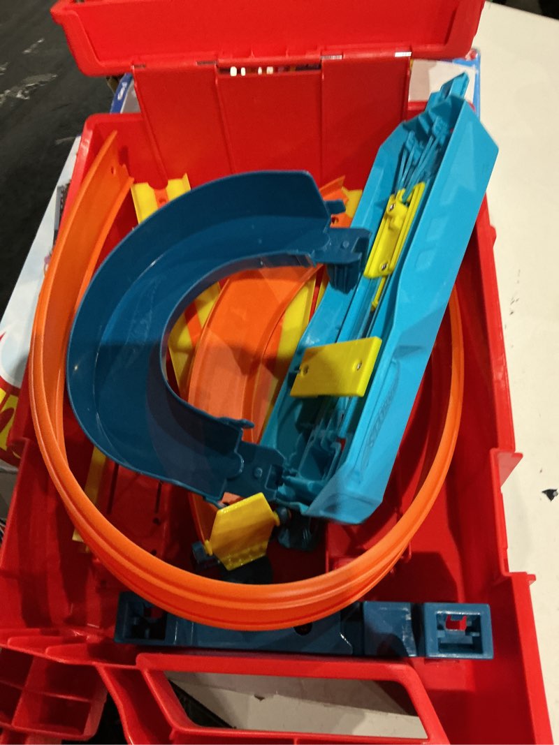 Condition photo showing As Is for hot wheels city toy car track set, transforming race tower, single to dual-mode racing, with 1:64 scale vehicle, 2 ways to play (amazon exclusive)