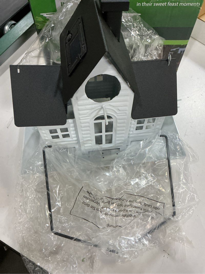 Condition photo showing Good Condition for solar bird feeders for outdoors hanging,metal cardinal bird house feeder with solar powered lantern light,wild cardinal birdfeeder waterproof decor for garden yard outside,gift for grandma mom white