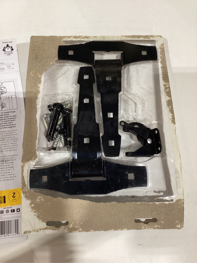 Condition photo showing As Is for national hardware 8-13/16 in. l black steel gate hardware kit 1 pk