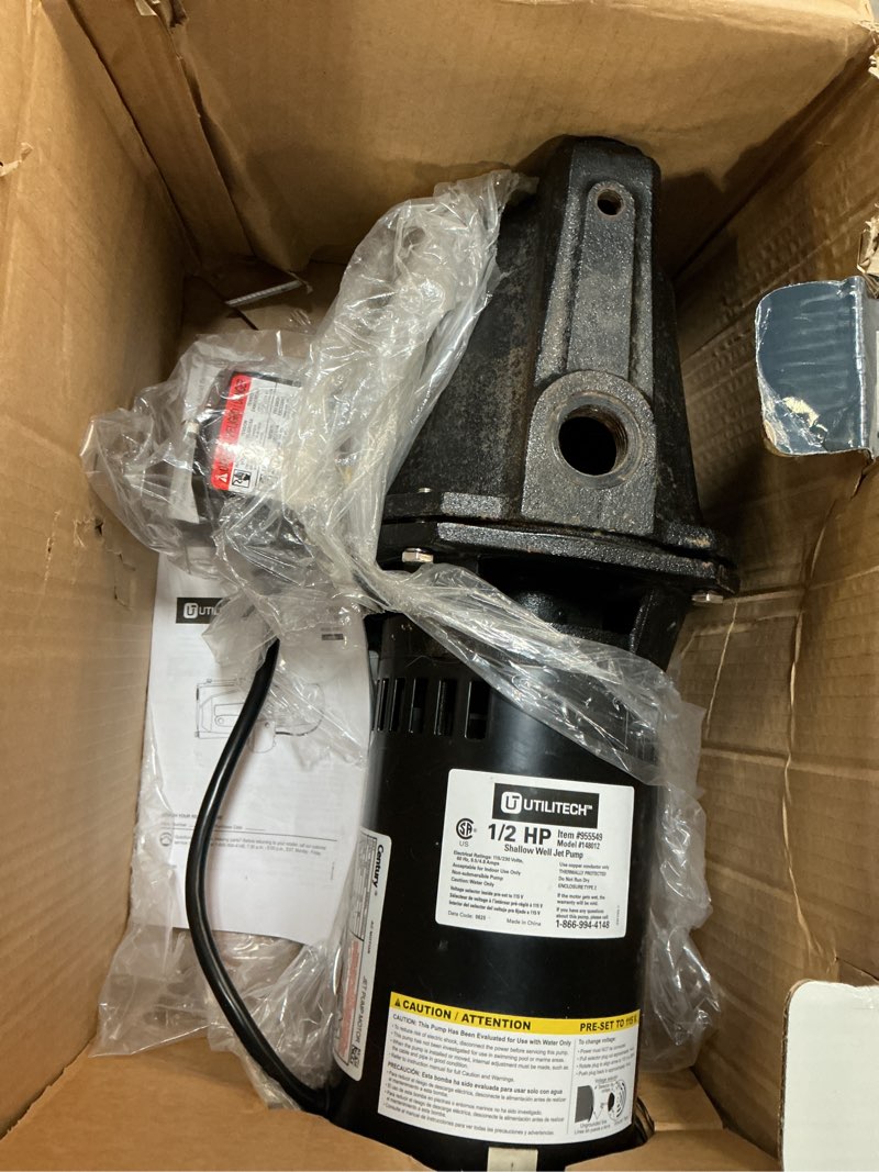 Condition photo showing As Is for utilitech 1/2-hp 11-gpm cast iron shallow well jet pump