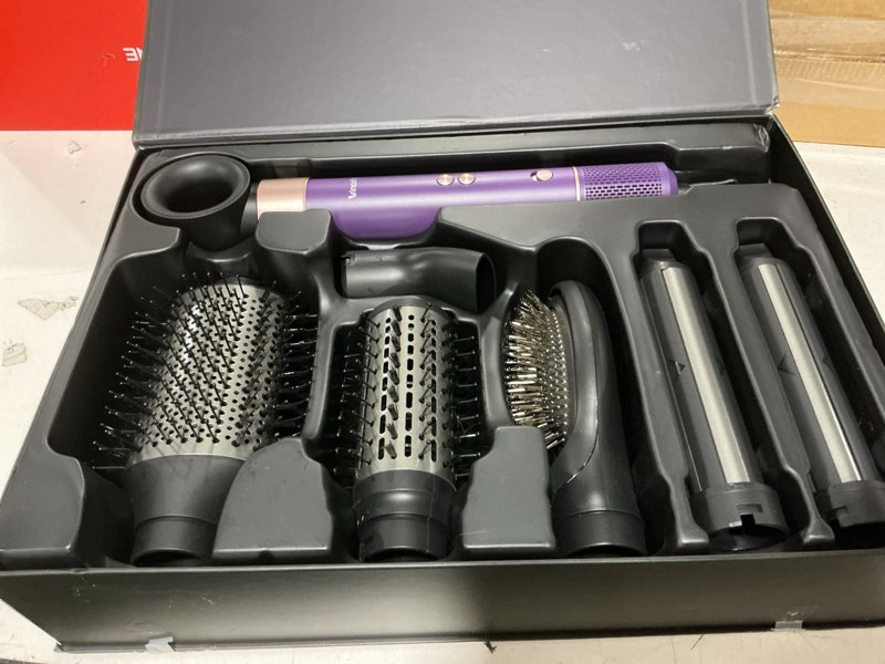 Condition photo showing Good Condition for vincofy 7-in-1 hair dryer brush and hair styler set – fast drying, curling, straightening & volumizing – hot air styling tool with no heat damage – for all hair types – purple