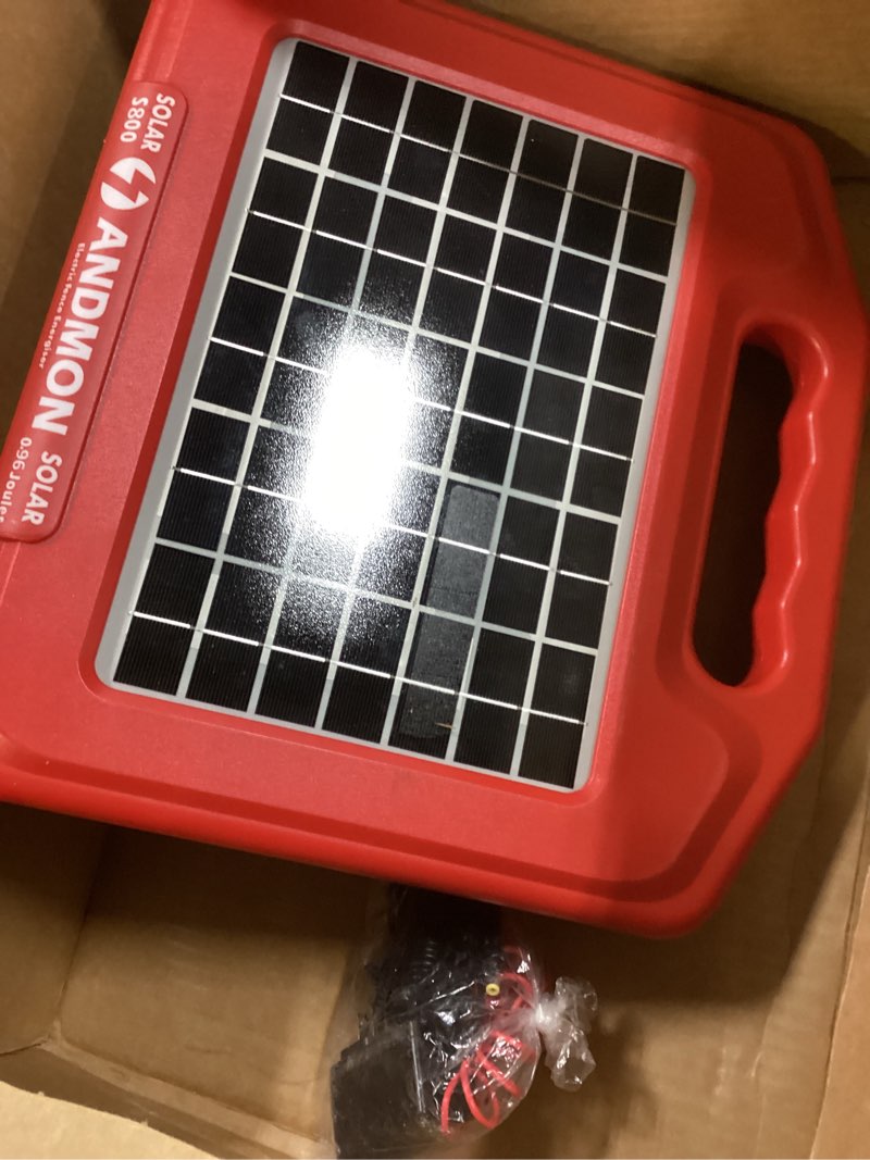 Condition photo showing As Is for 50 Miles Solar Electric Fence Charger, 0.95 Joule High-Power Solar Fence Charger for Livestock, Horses, and Wildlife Control, Solar Electric Fence with Easy Installation