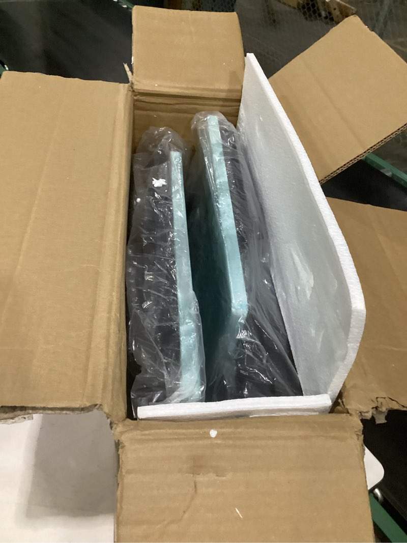 Condition photo showing As Is for folding tv tray table,adjustable tv dinner table with sturdy mdf top,eating trays for living room with no assembly required (sea blue,2pcs) sea blue 2pcs