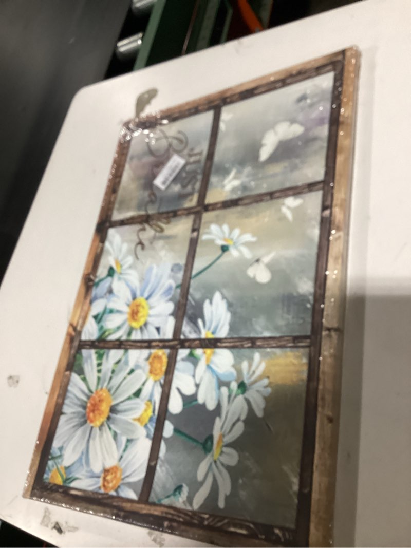 Condition photo showing New/Like New for banonaty daisy wall decor rustic flower art farmhouse window daisies pictures bathroom country butterfly canvas prints just breath artwork home office decoration for kitchen living room 24''x16'' 24"l x 16"w window daisy butterfly