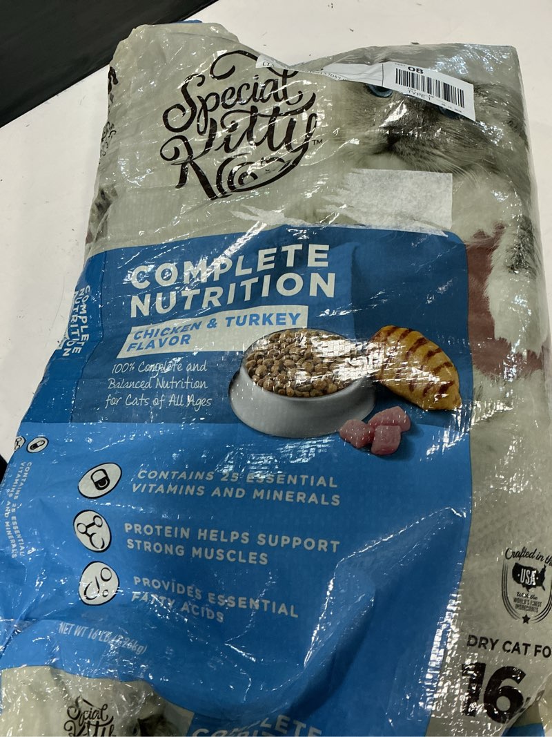 Condition photo showing New/Like New for (best if used by 04/22/2027) special kitty complete nutrition chicken & turkey flavor dry cat food, 16 lb bag