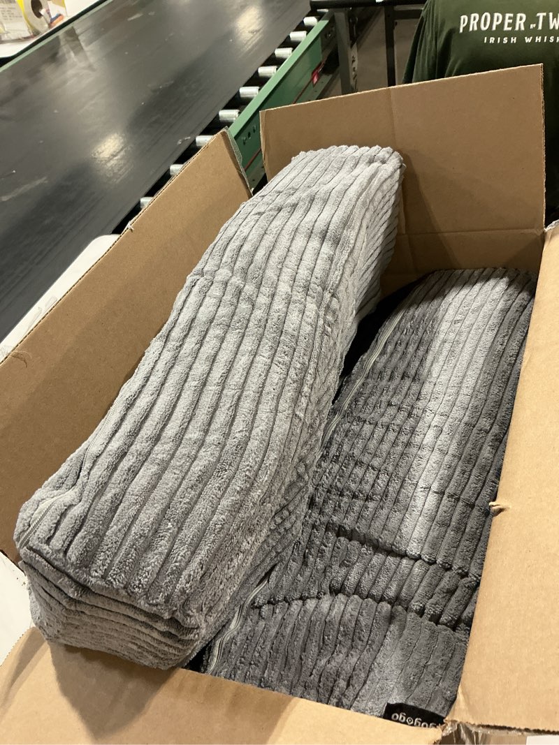Condition photo showing New/Like New for higogogo corduroy recliner chair cushion with lumbar support pillow soft non-slip 4" thick seat pad prevent buttocks & back pain in seniors (grey, 12" backrest) grey 20"x20" seat + 12" backrest