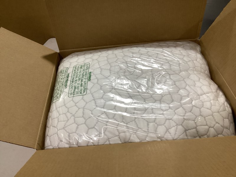 Condition photo showing Good Condition for Cooling Adjustable Pillow for Hot Sleeper, Custom Loft Support with Breathable Shredded Memory Foam CertiPUR-US Certified Standard Size Bed Pillow for Side, Back, Stomach Sleeper Gift for Better Sleep White-cooling Basic Standard(1 Pack)-20'*26'