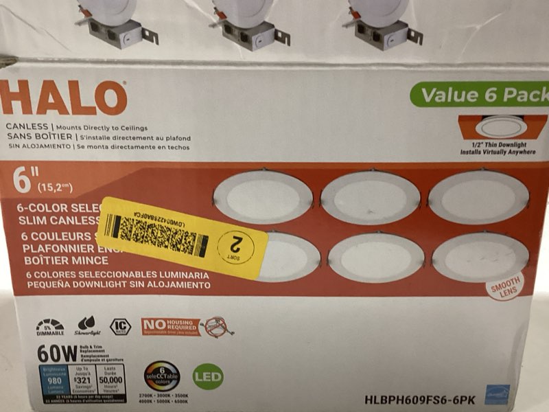 halo white 6-in 965 -lumens switchable white round dimmable led wet rated recessed downlight