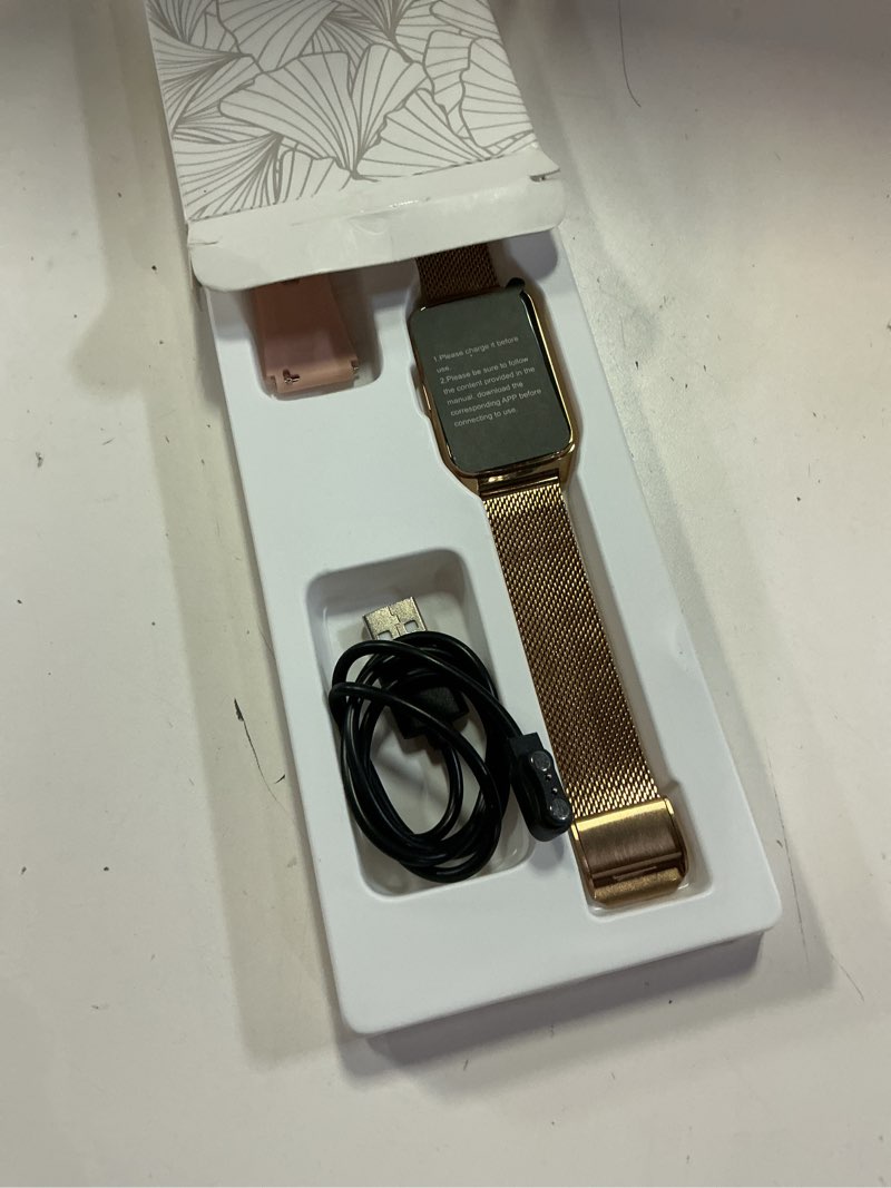 Condition photo showing Good Condition for fitness tracker watch for men women, activity tracker for iphone and android with step counter, calorie, sleep monitor, 110+ sports modes, ip68 waterproof smartwatch (minimalist, gold, 1.57) 1.57 minimalist gold