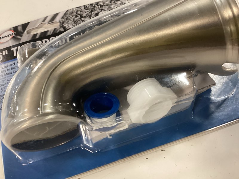 Condition photo showing Good Condition for 5-1/2 in. decorative tub spout in brushed nickel