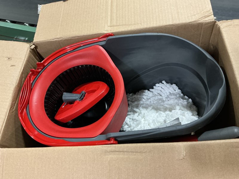 Condition photo showing Good Condition for O-Cedar EasyWring Microfiber Spin Mop, Bucket Floor Cleaning System, Red, Gray, Standard Easywring Spin Mop & Bucket