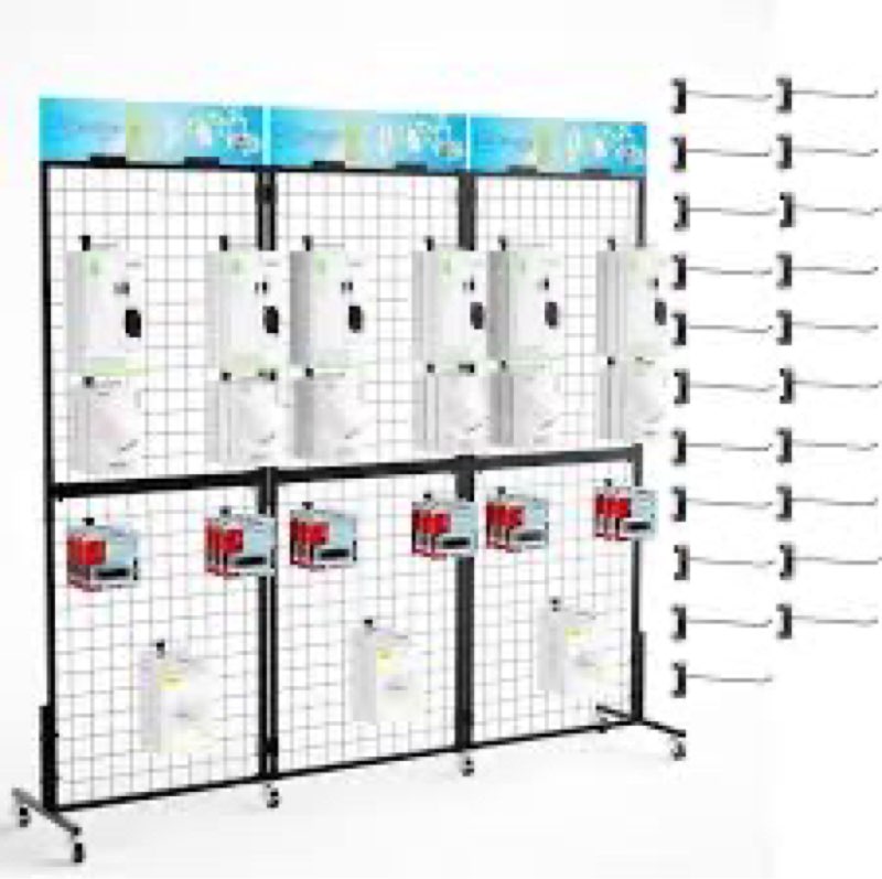 ztysn Grid Wall Panels Display Stand - 3pcs with 21 Hooks, 2*5.6ft Display Racks For Vendor Events A