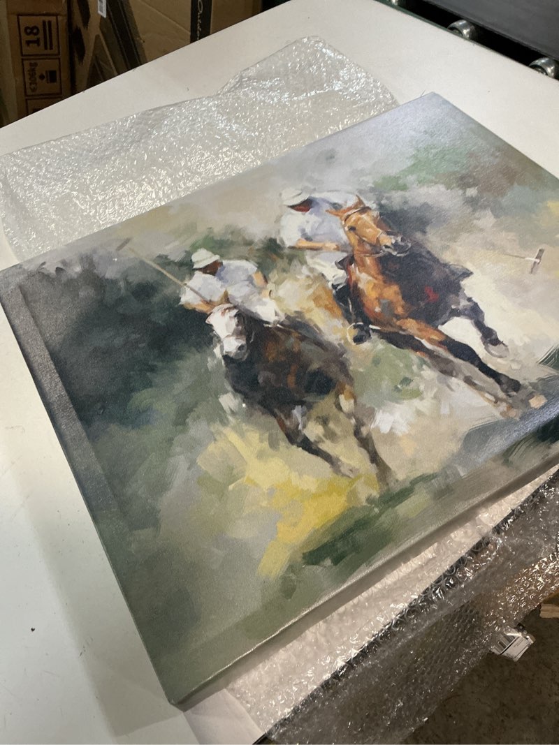 Condition photo showing Good Condition for (16x20)stupell industries polo players on horses wall plaque art by ziwei li 1p