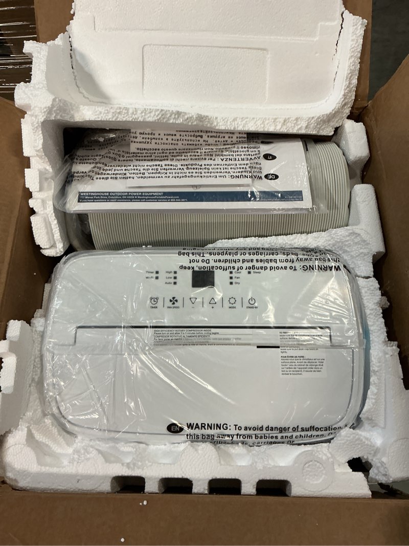 Condition photo showing Good Condition for westinghouse 12,000 btu air conditioner portable for rooms up to 550 square feet, portable ac with home dehumidifier, smart app, 3-speed fan, programmable timer, remote control, window kit,white 12,000 btu with smart app