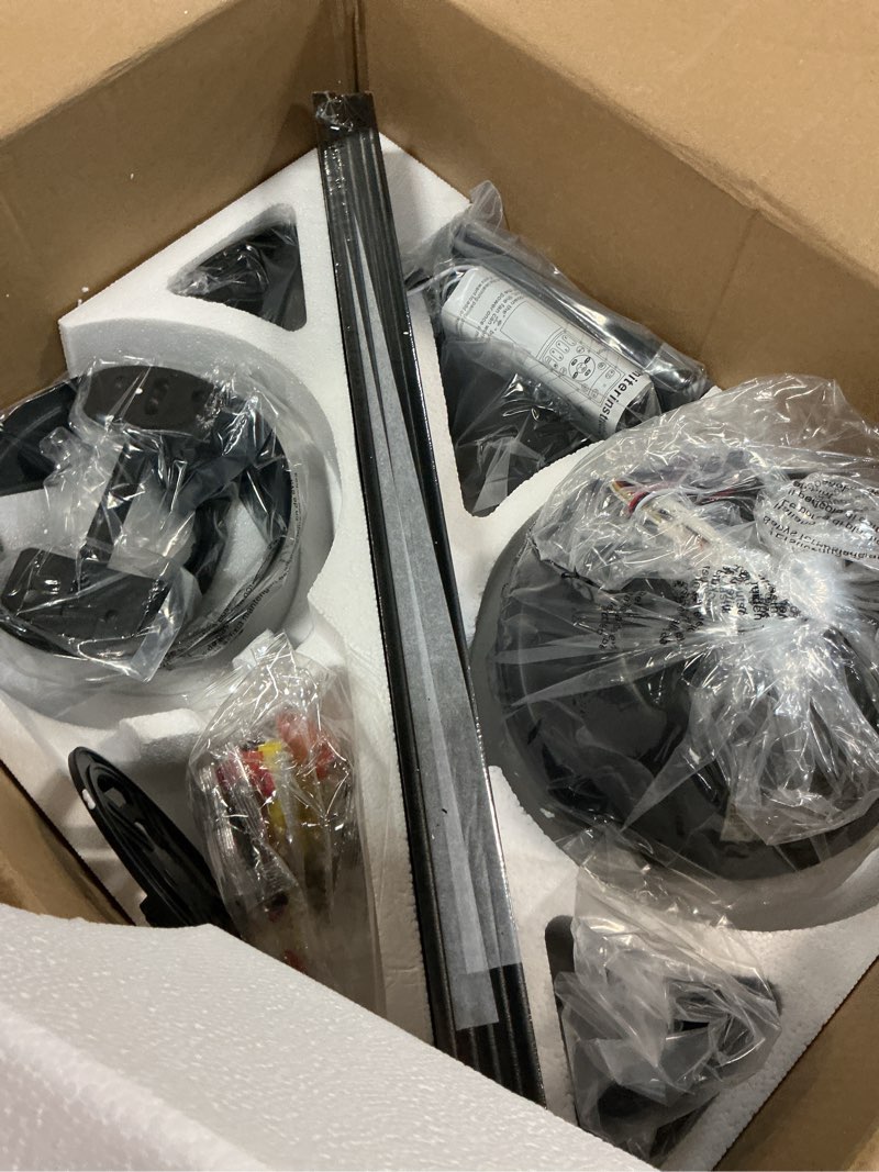 Condition photo showing Good Condition for ojx ceiling fans with lights, 52 inch ceiling fan with light and remote/app control, 3cct, quiet dc reversible, dimmable, modern ceiling fan for bedroom, living room, kitchen, indoor/outdoor use black