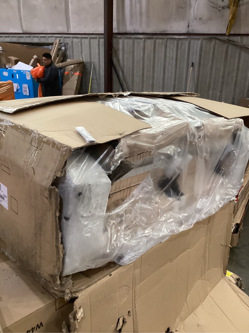 Condition photo showing Good Condition for Signature Design by Ashley Danum Modern Tufted Manual Reclining Loveseat with 2 Accent Pillows, Beige Beige Reclining Loveseat