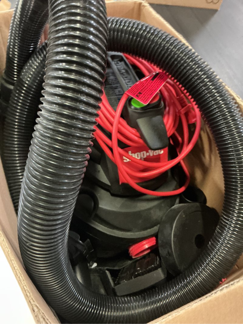Condition photo showing As Is for shop-vac 4-gallon 6 hp corded wet/dry shop vacuum with accessories included