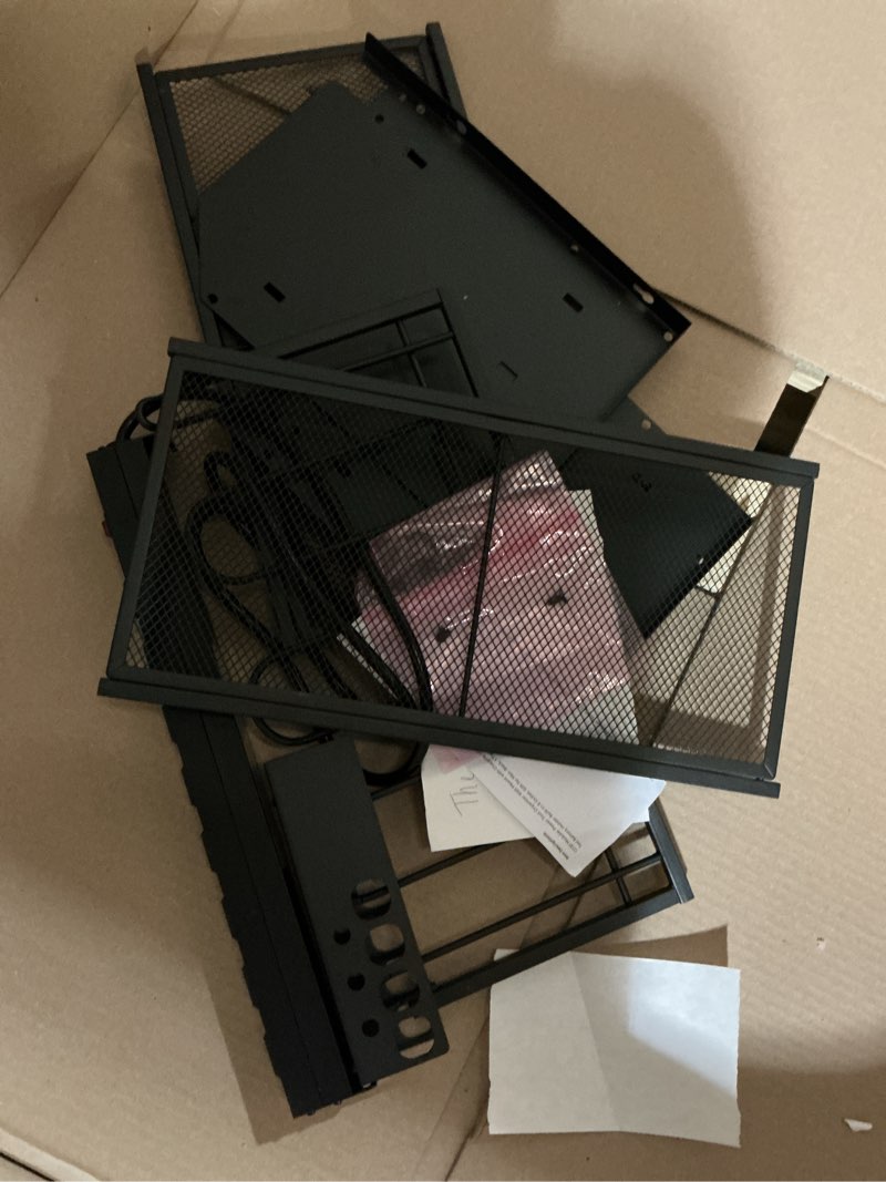 Condition photo showing As Is for CCCEI Modular Power Tool Organizer Wall Mount with Charging Station. Garage Drill Storage Shelf with Hooks, Heavy Duty Rack, Tool Battery Holder Built in 8 Outlet. Gift for Men. Black, 1 Pack. C_Black 1